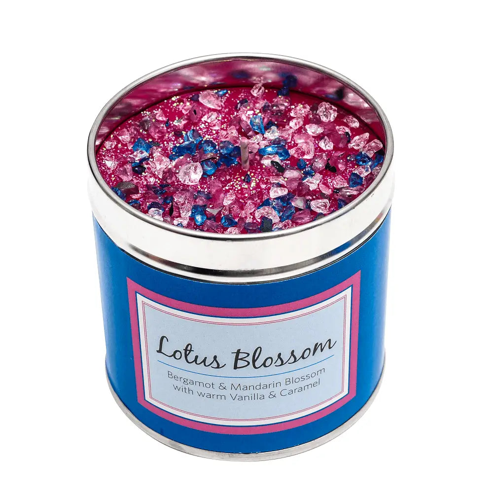 Lotus Blossom Candle Crystal Chip Topped Soy Candle