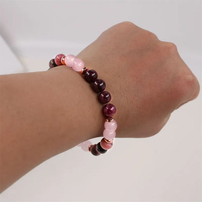 Anxiety Support Bracelet, Rose Quartz & Garnet