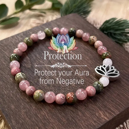 Protection Bracelet, Lotus Charm.