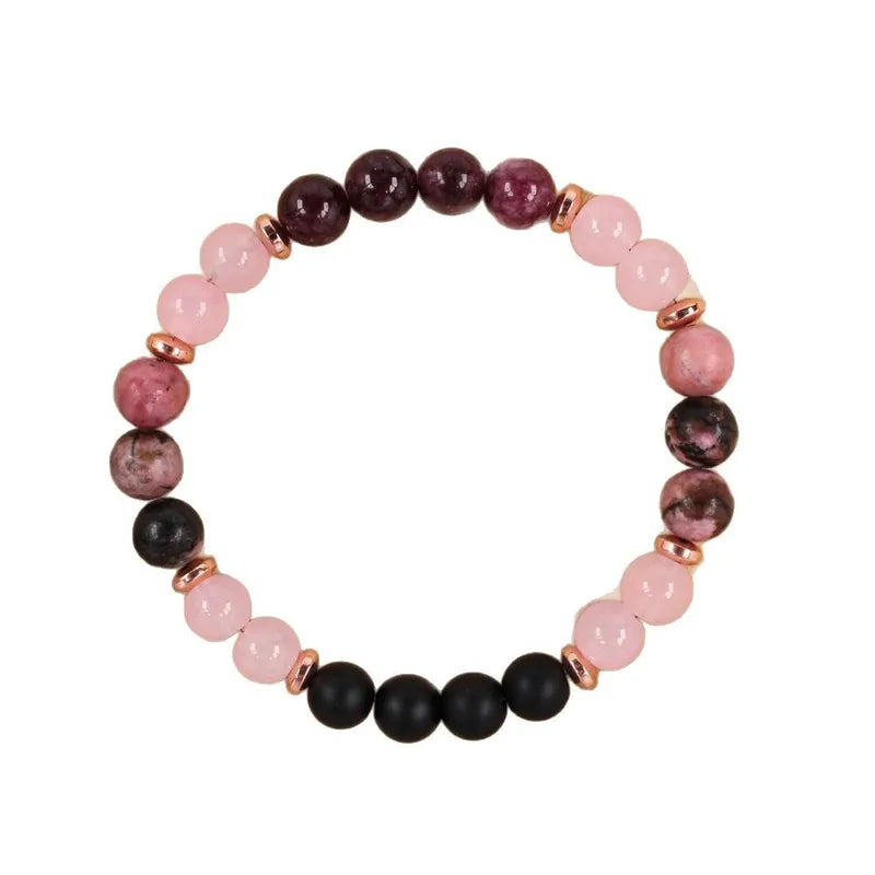 Anxiety Support Bracelet, Rose Quartz & Garnet