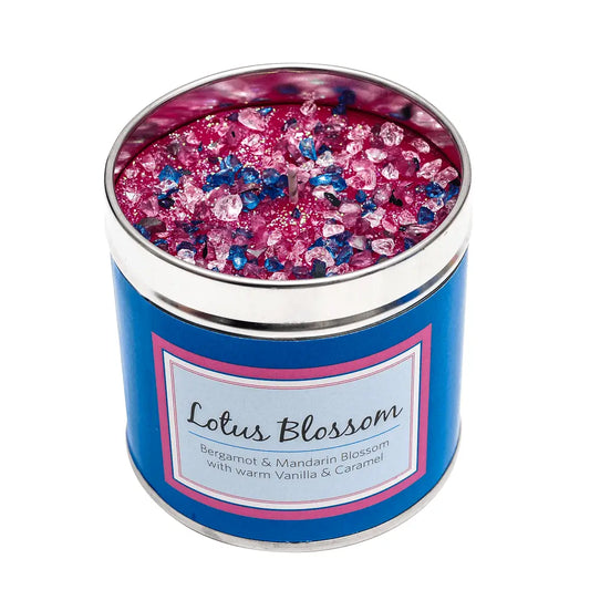 Lotus Blossom Candle Crystal Chip Topped Soy Candle
