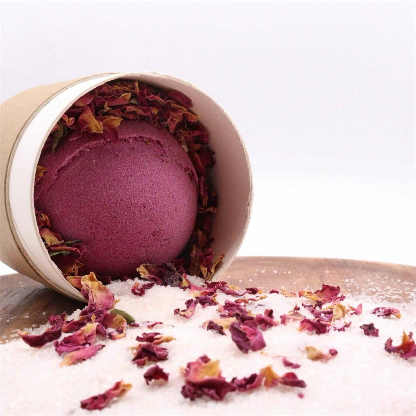 Ylang Ylang & Ginger Bath Bomb with Himalayan Salt and Rose Petals