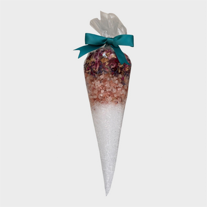 Handmade Bath Salt Cone - Epsom Salt, Himalayan Pink Salt & Dried Flower Petals