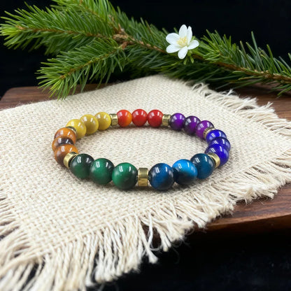 7 Chakra Tiger Eye Bracelet