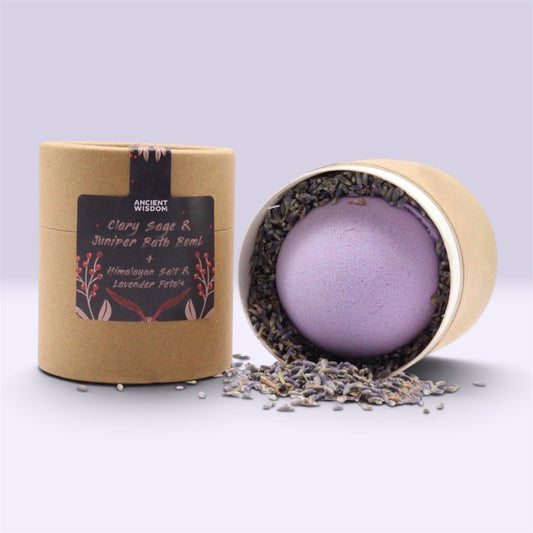 Clary Sage & Juniper Bath Bomb with Himalayan Salt & Lavender Petals