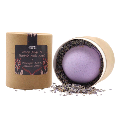 Clary Sage & Juniper Bath Bomb with Himalayan Salt & Lavender Petals