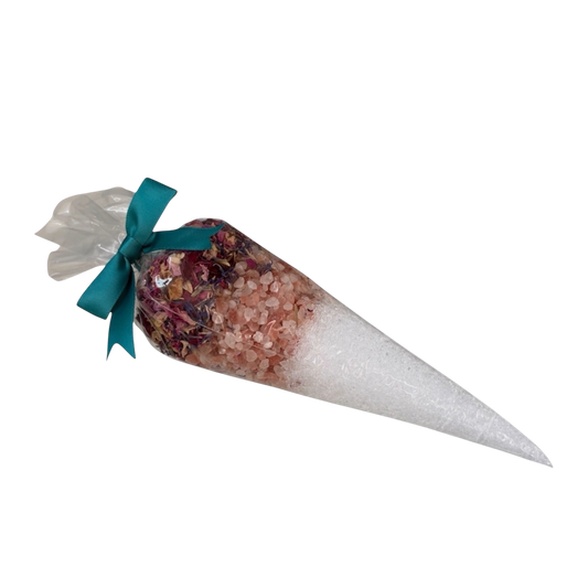 Handmade Bath Salt Cone - Epsom Salt, Himalayan Pink Salt & Dried Flower Petals