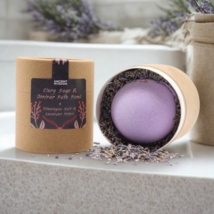 Clary Sage & Juniper Bath Bomb with Himalayan Salt & Lavender Petals
